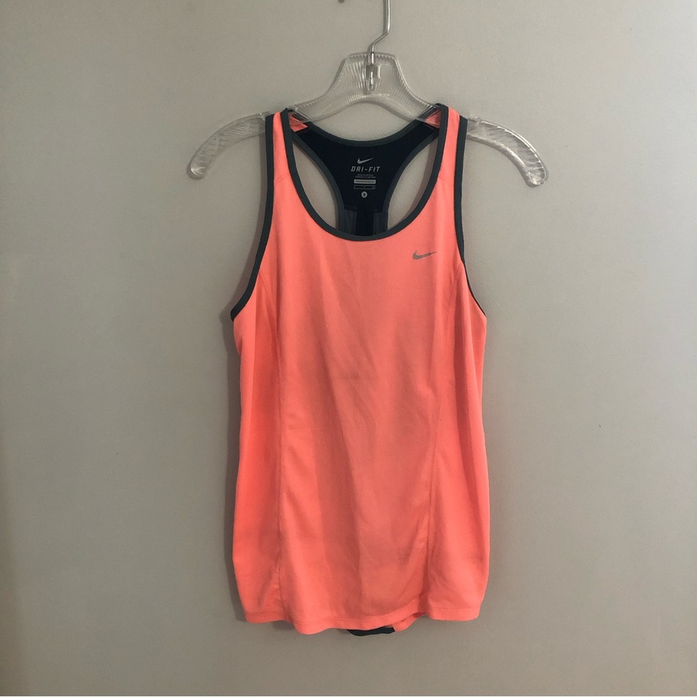 Nike Dri-Fit Orange & Gray Racerback Work Out Tank, Size Small